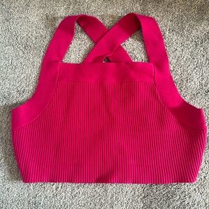 House of Harlow ribbed knit pink crop Cris cross tank.